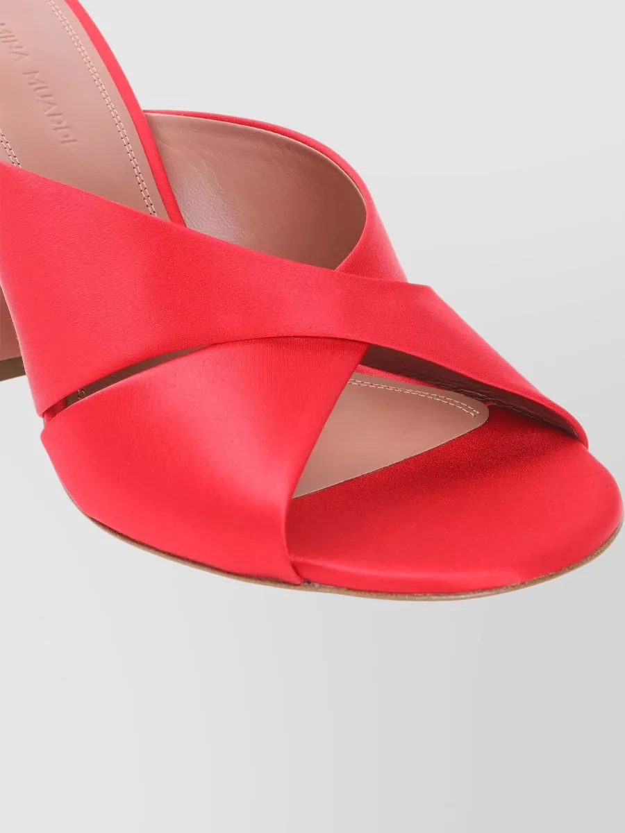 Amina Muaddi Leather Satin Sandals