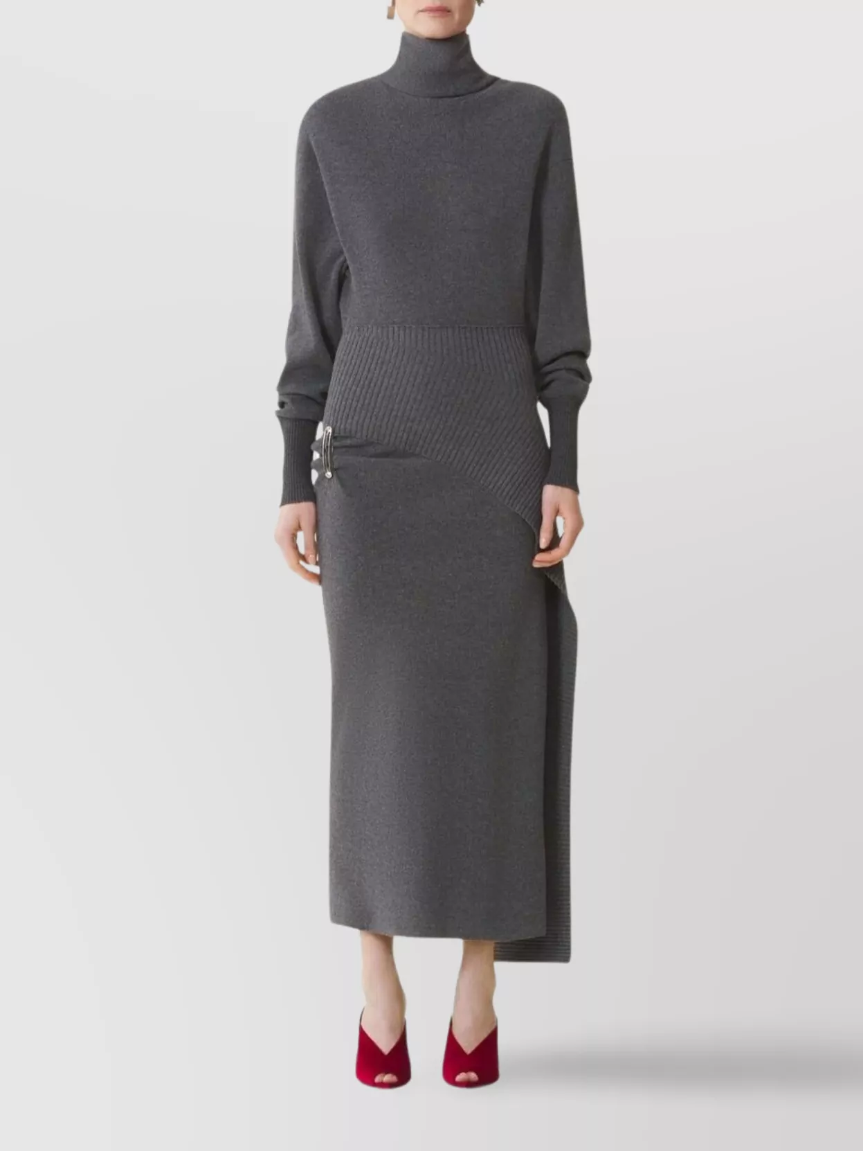 Lanvin Knee Length Dress With Turtleneck And Side Slit