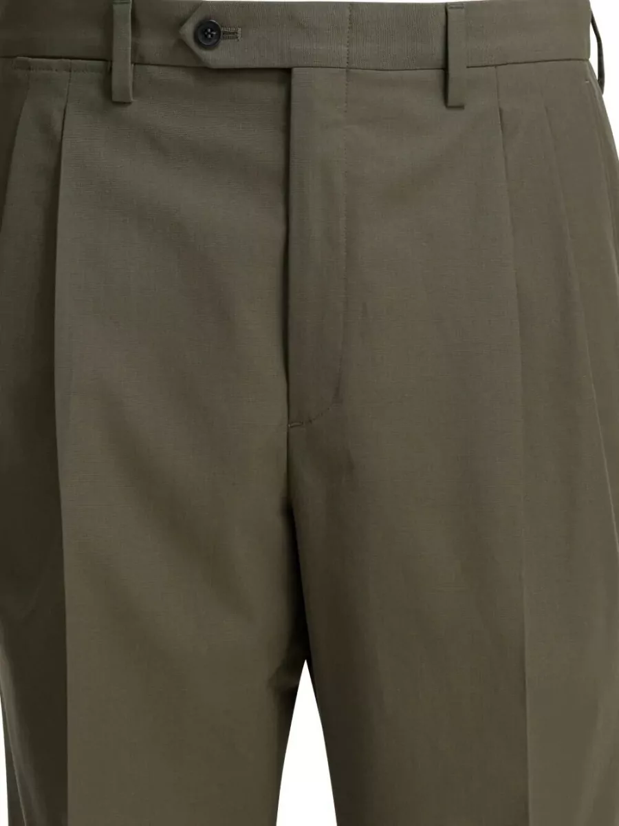 Prada Wool Wide Leg Trousers Pleated Belt Loops