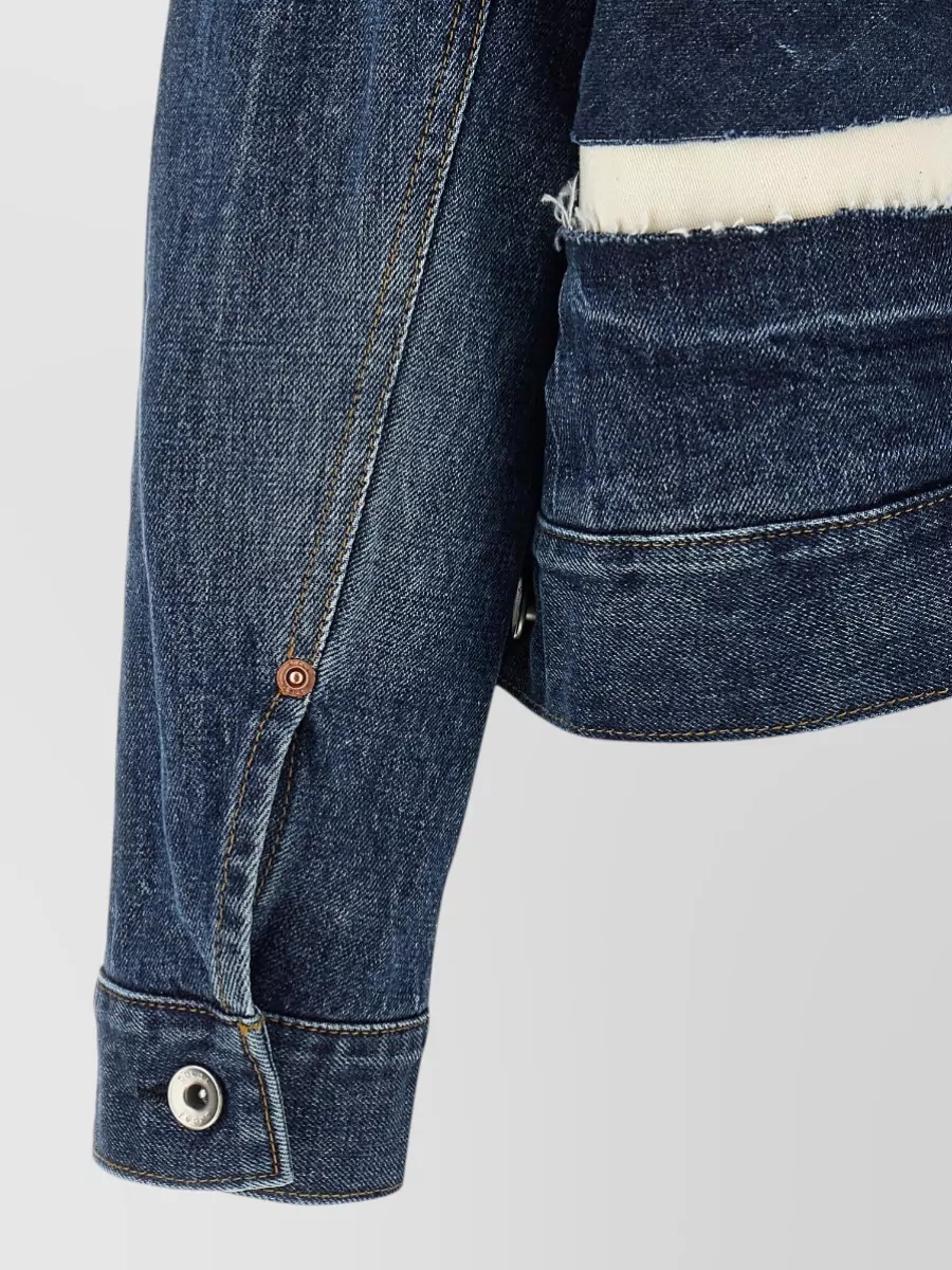 Sacai Patchwork Cropped Flared Denim Jacket