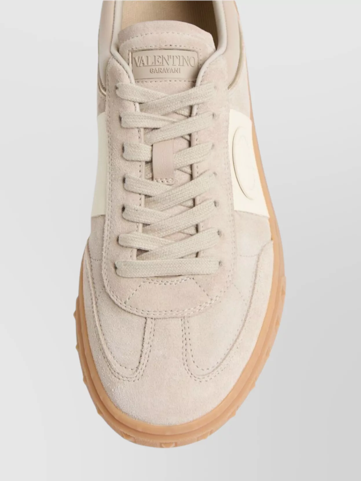 Valentino Leather Sneakers With Panelled Design And Side Stripe Detailing