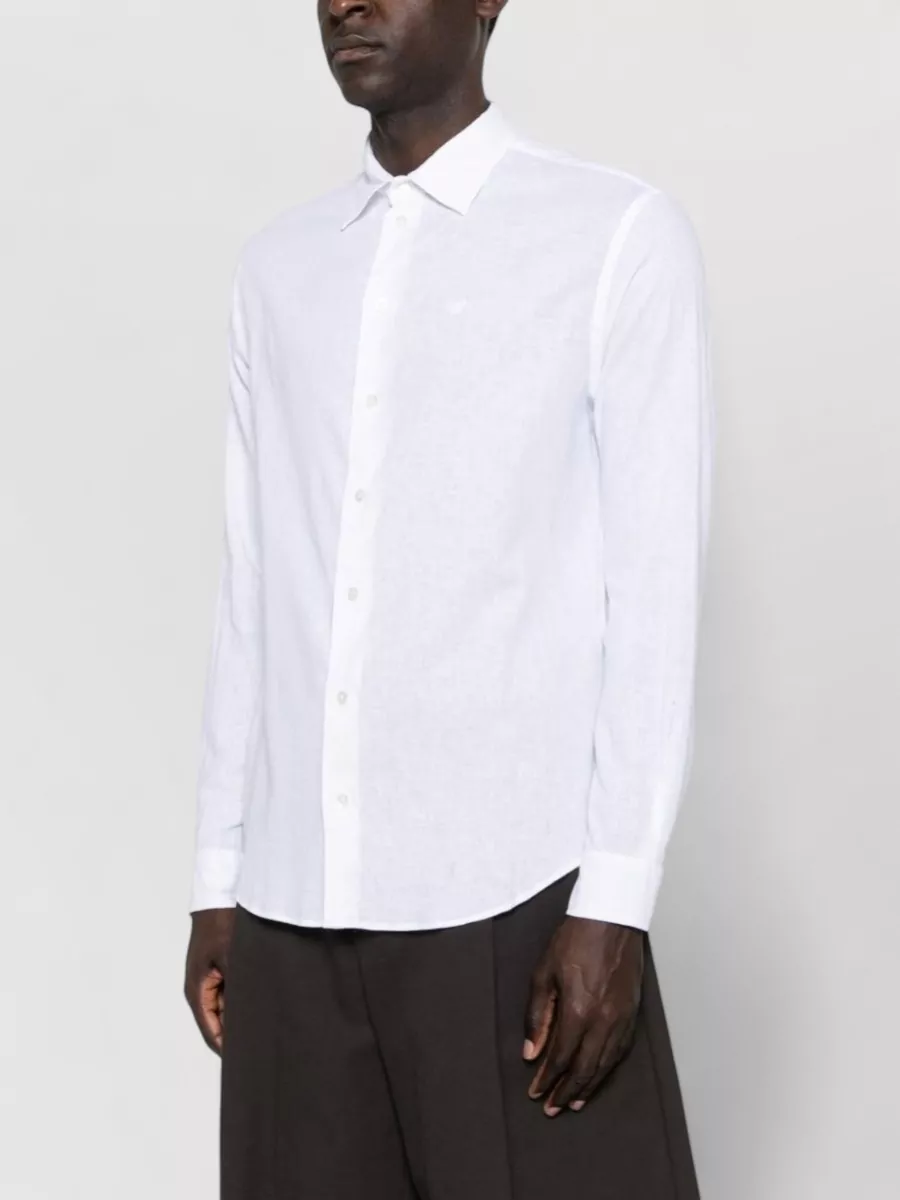 Emporio Armani Long Sleeve Linen Shirt Button Collar