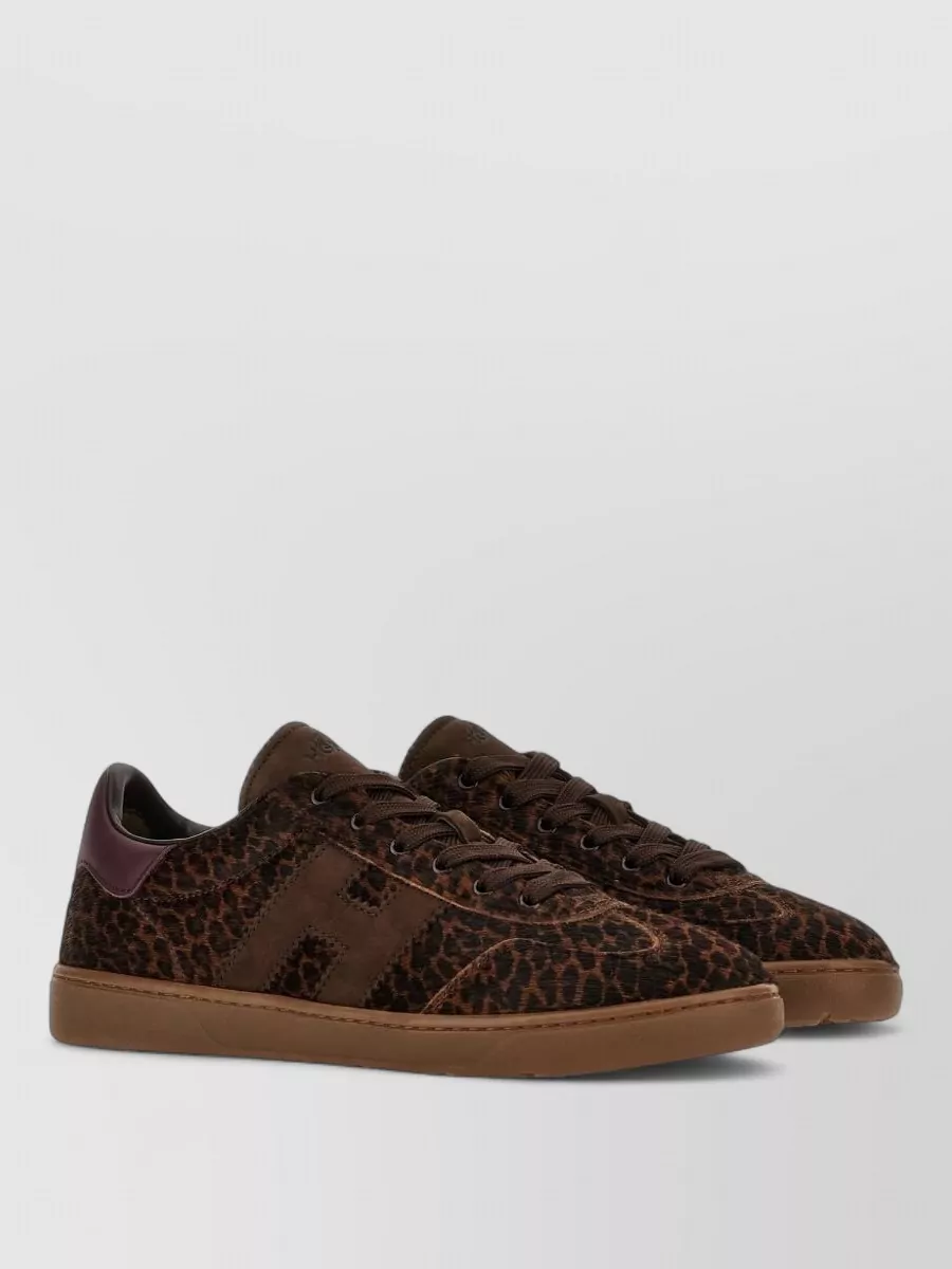 Hogan leather leopard-print lace-up sneakers