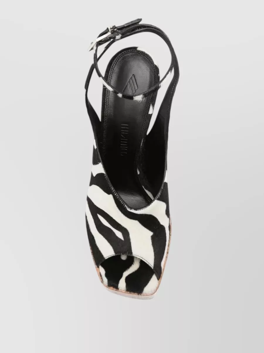 The Attico Leather Ornella Zebra-Print Platform Sandals