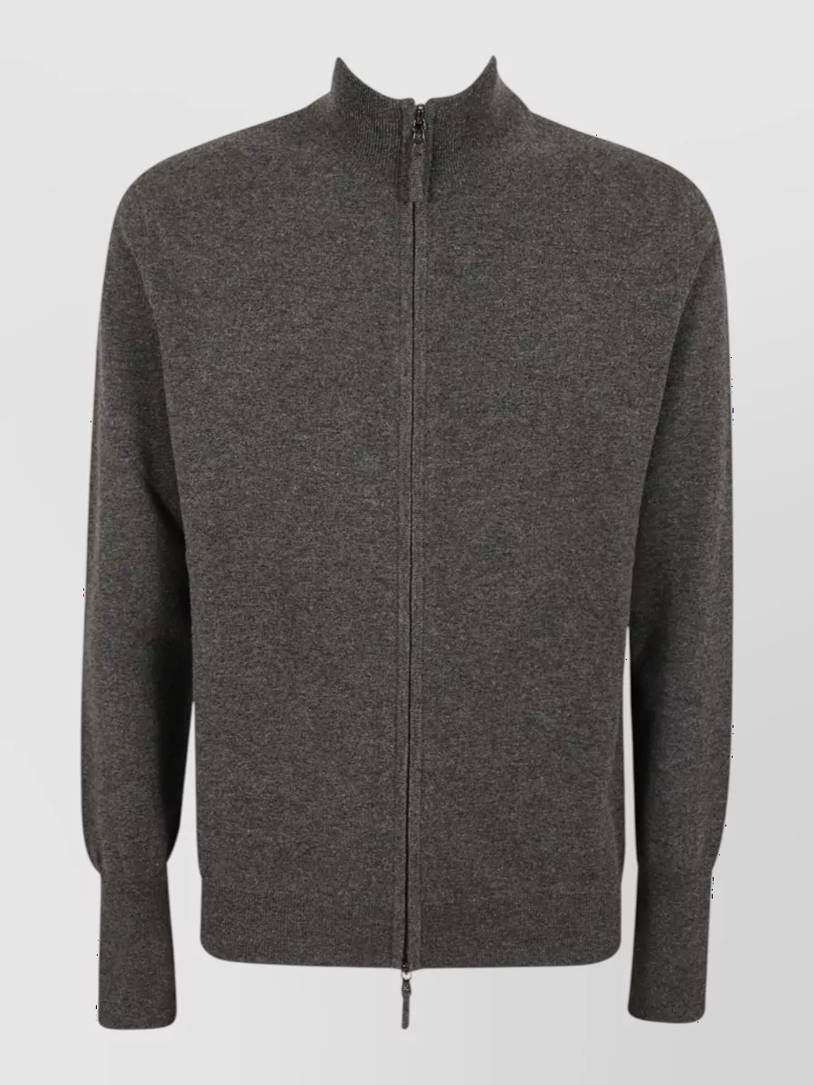 Ballantyne cashmere ribbed slim-fit zip cardigan