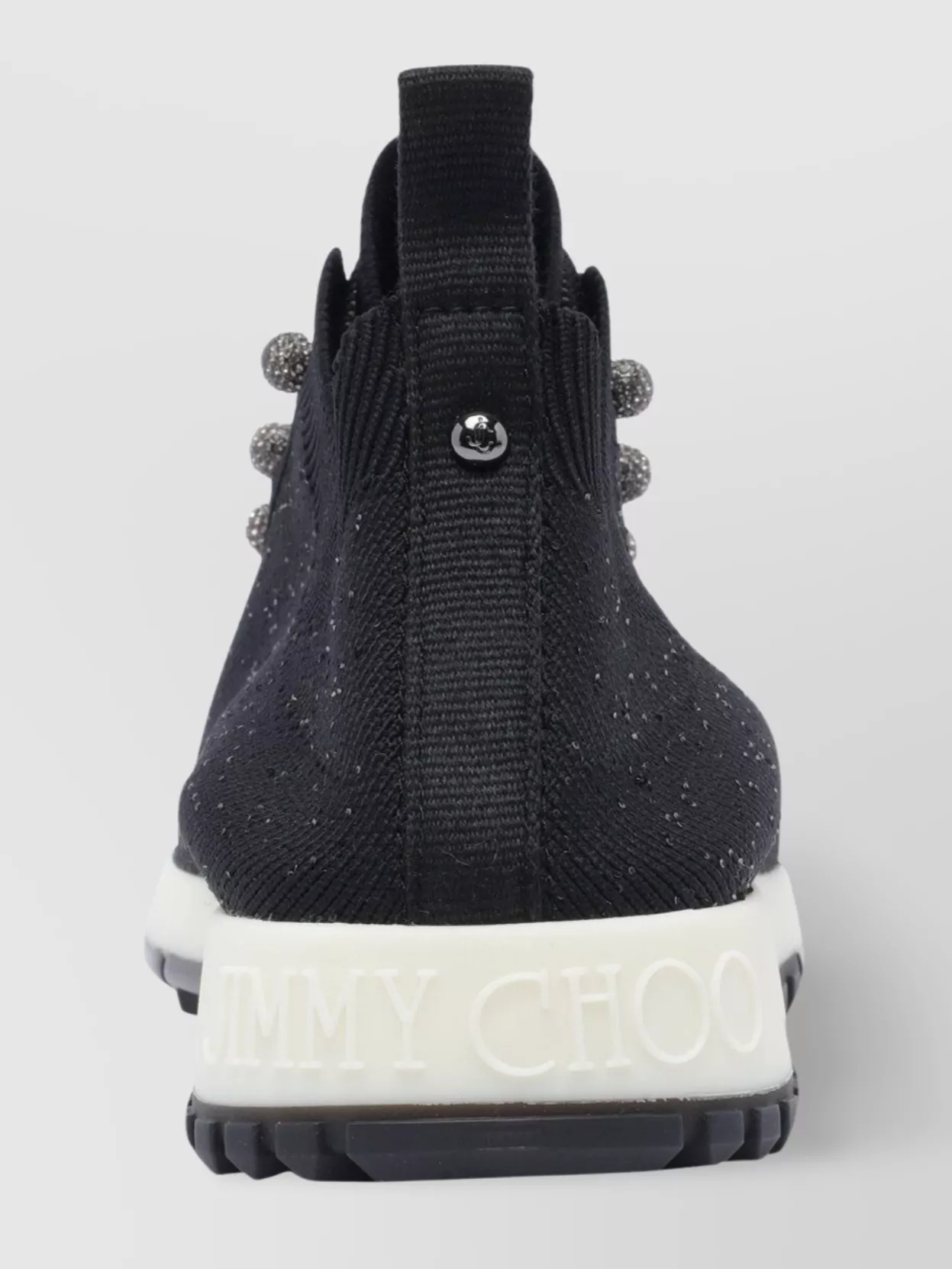 Jimmy Choo Cashmere Knit Sneakers Pearl Embellishments In Grey