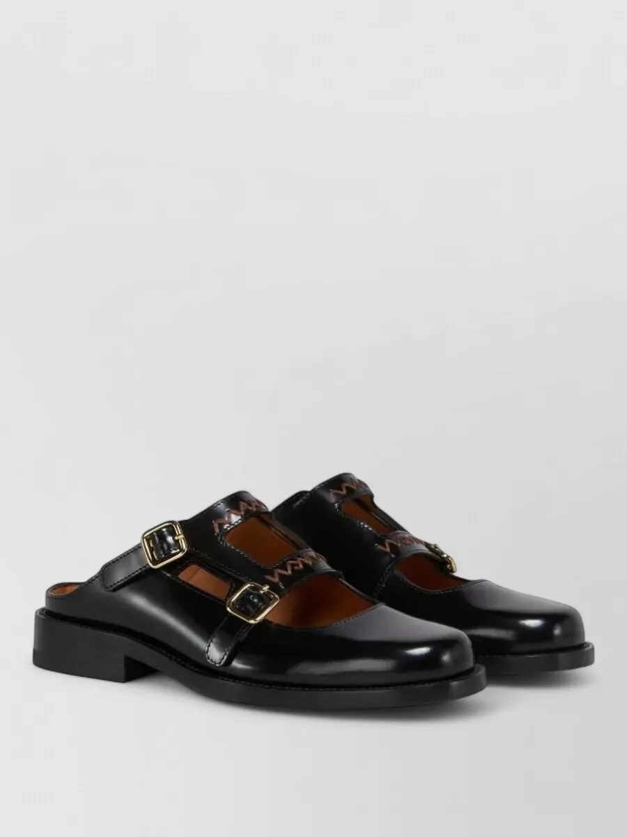 Marni leather buckle mules