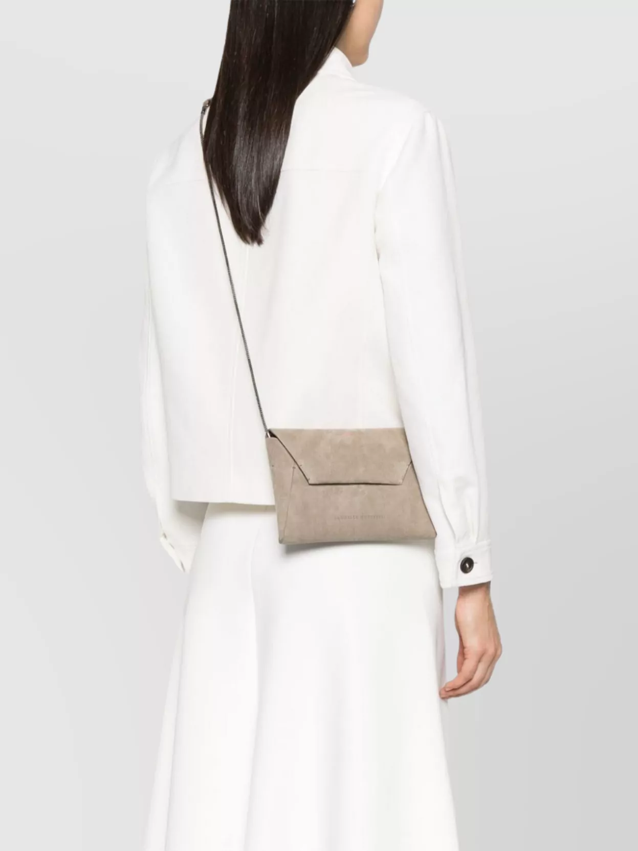 Brunello Cucinelli Chain Strap Suede Clutch Bag