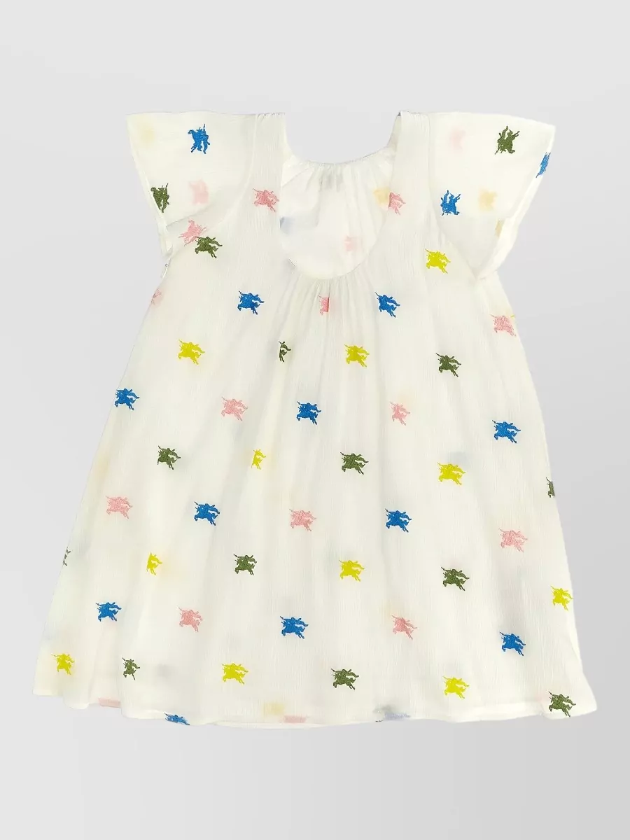Burberry Logo-Embroidered Ruffle-Sleeve Mini Dress