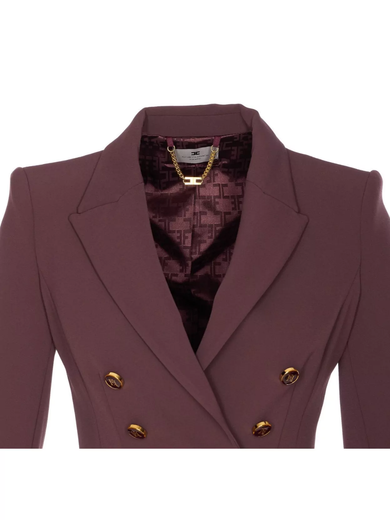 Elisabetta Franchi Bordeaux Jacket Gold-Tone Buttons
