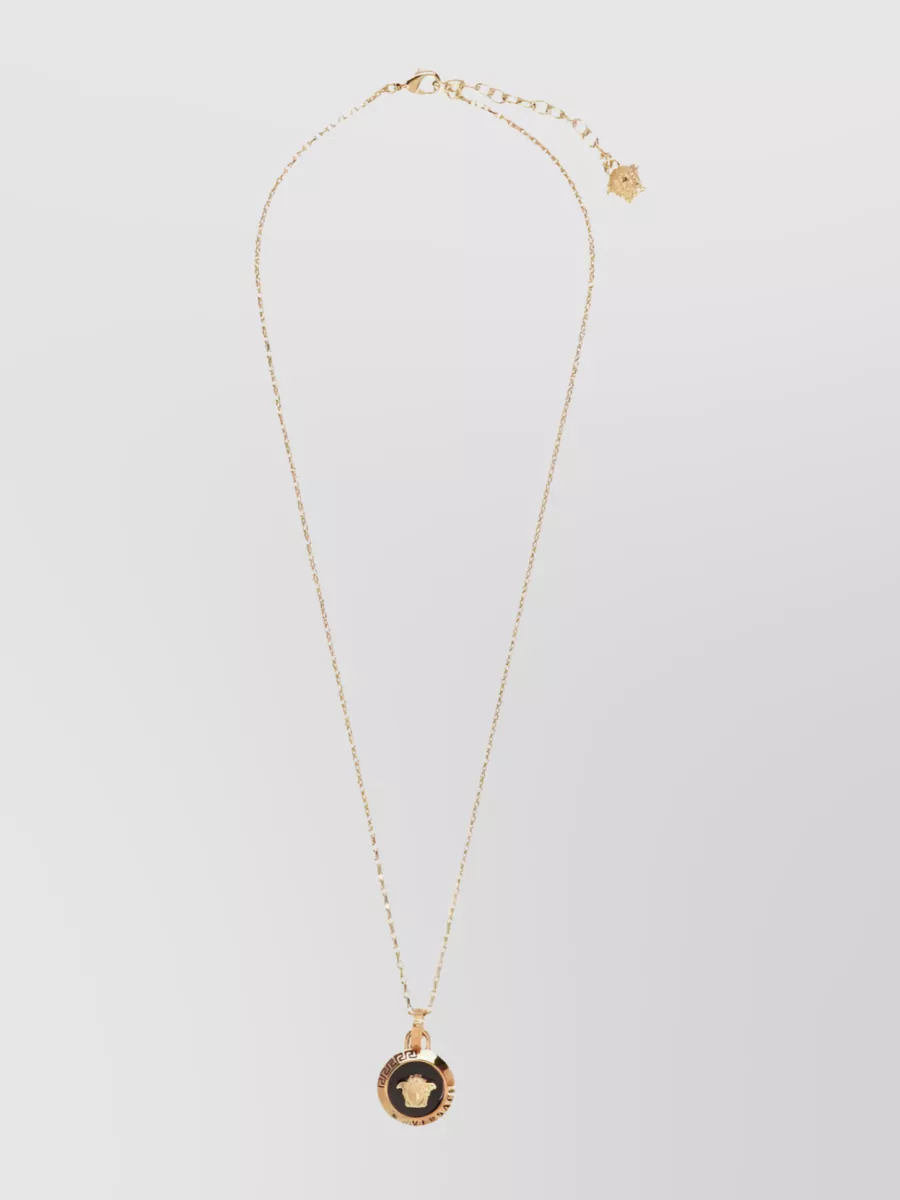 Shop Versace Medusa Pendant Chain Necklace In Cream