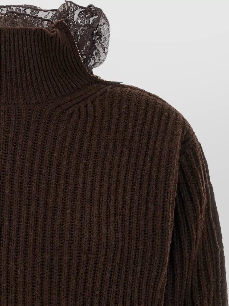 Giuseppe Di Morabito Virgin Wool Ribbed Asymmetric High Neck Sweater