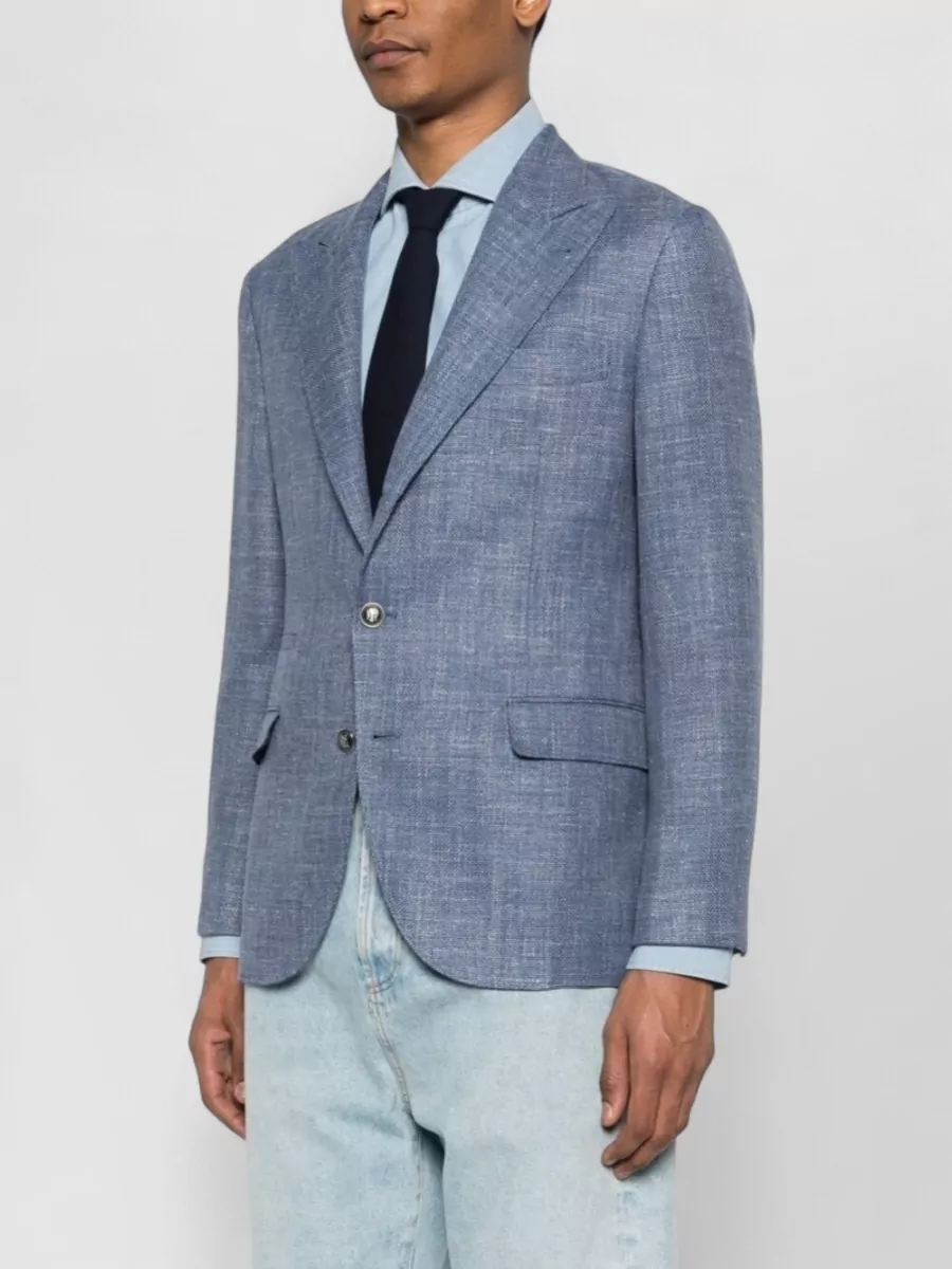 Brunello Cucinelli Wool Silk Linen Cashmere Single-Breasted Blazer