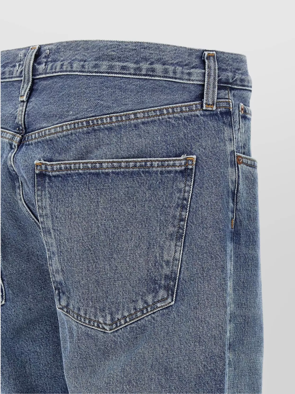 Agolde Relaxed Fit Faded Denim Trousers With Pockets