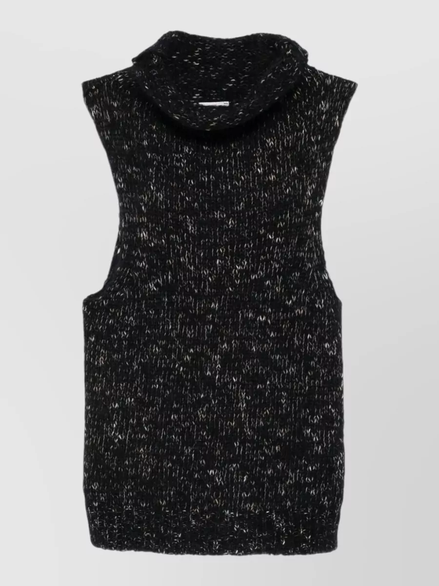 Alysi Mohair Wool Sleeveless Turtleneck Knitted Top