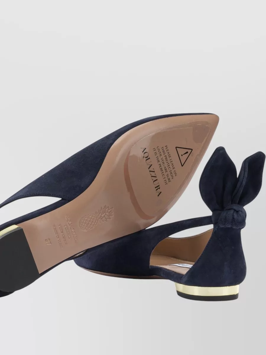 Aquazzura Bow Slingback Suede Ballet Flats Pointed Toe