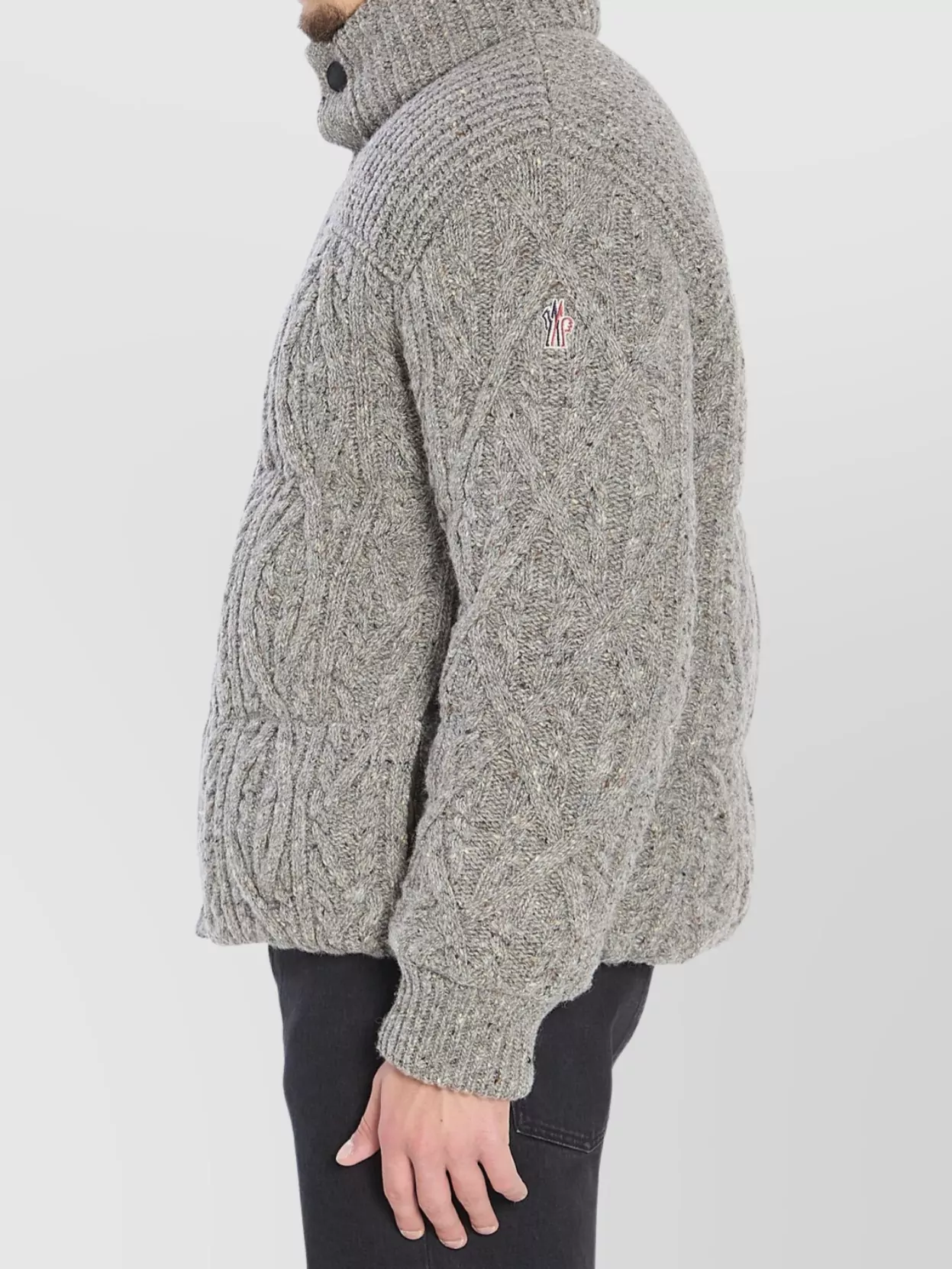 Moncler Grenoble Cable Knit High Collar Cardigan