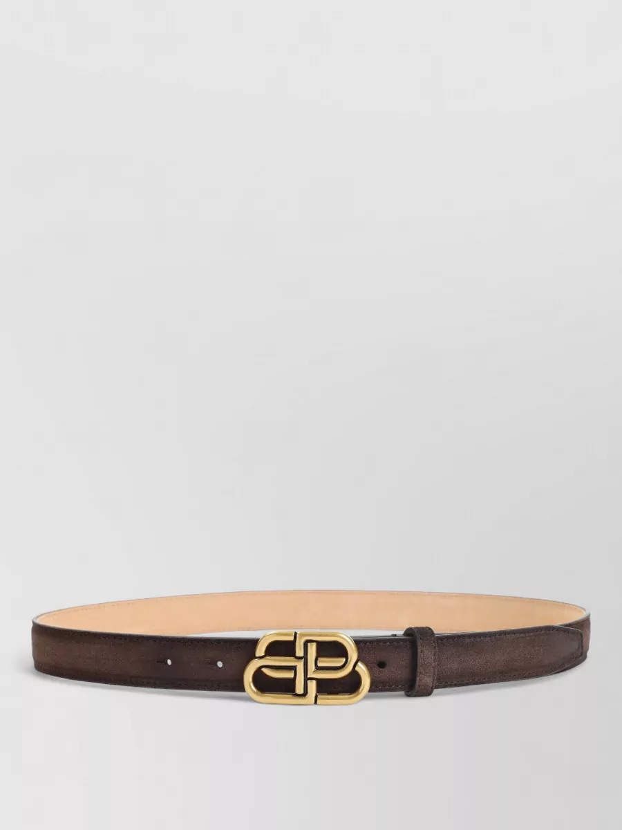 Balenciaga Light Espresso Brown Calf Leather Bb 25 Thin Belt In Brown