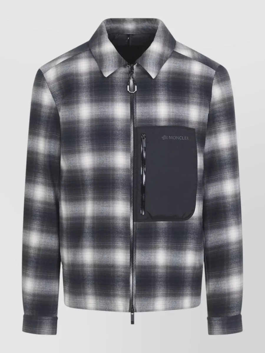 Moncler cotton checked quilted down shirt jacket