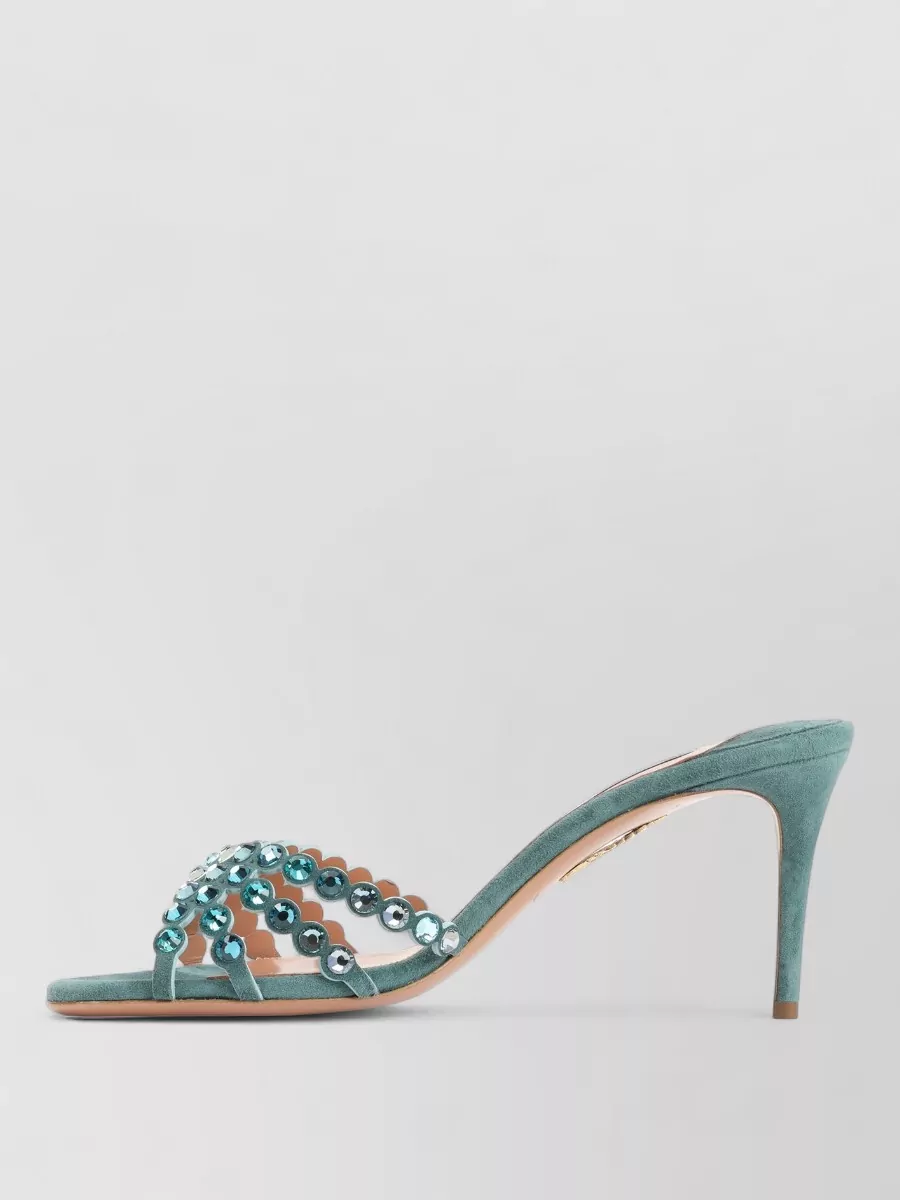 Aquazzura Tequila Mule Embellished Straps Open Toe Stiletto