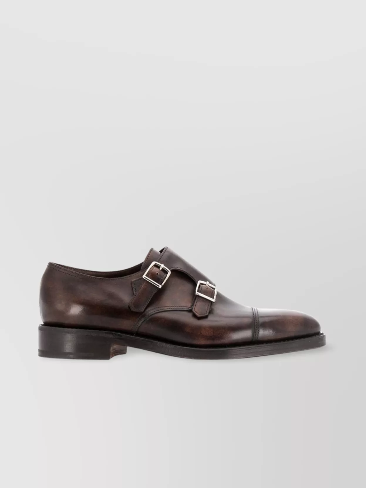 John Lobb William Monk Leather Sole Round Toe In Brown