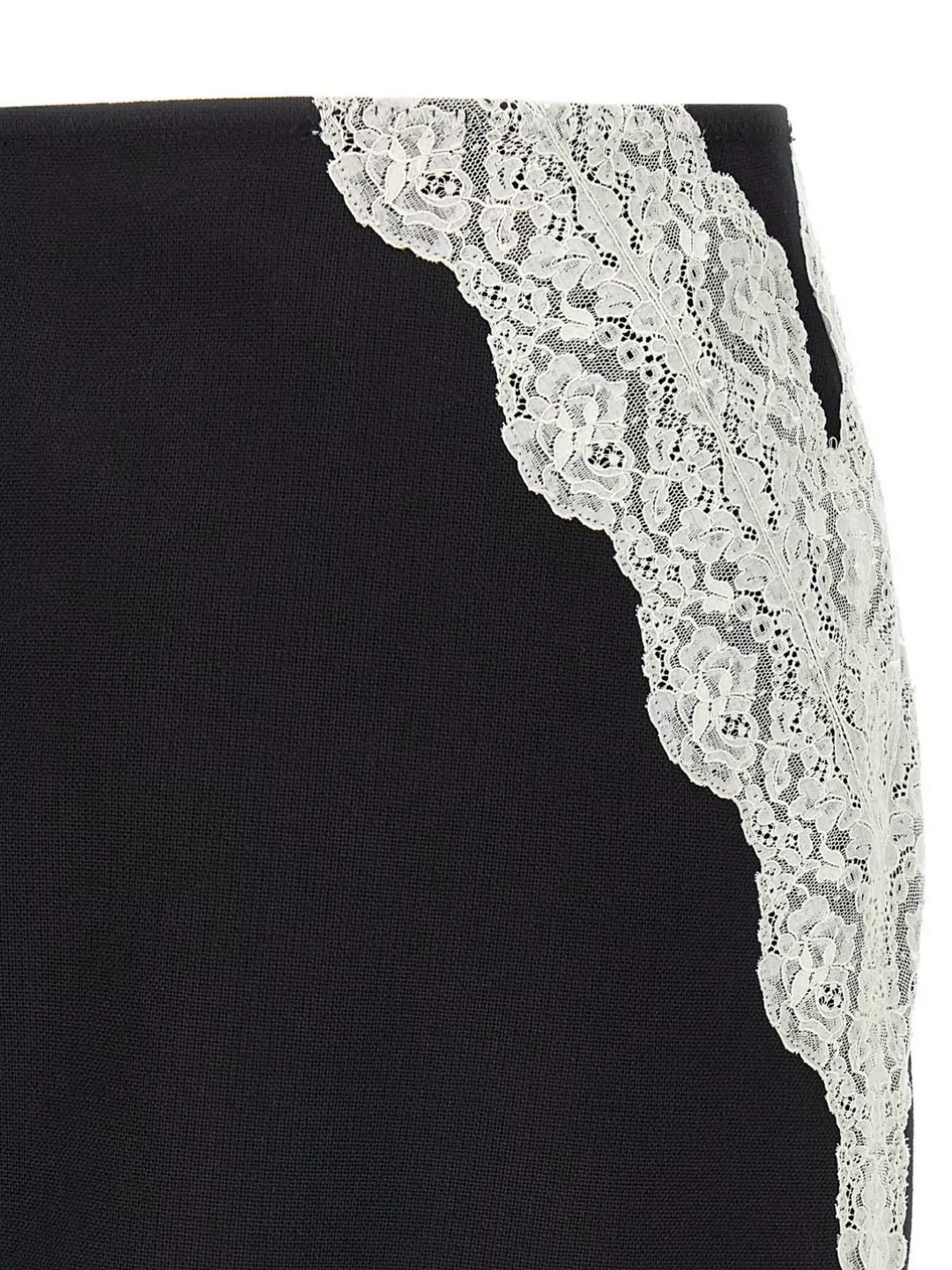 Jil Sander Asymmetric Lace Wool Skirt With Sheer Overlay