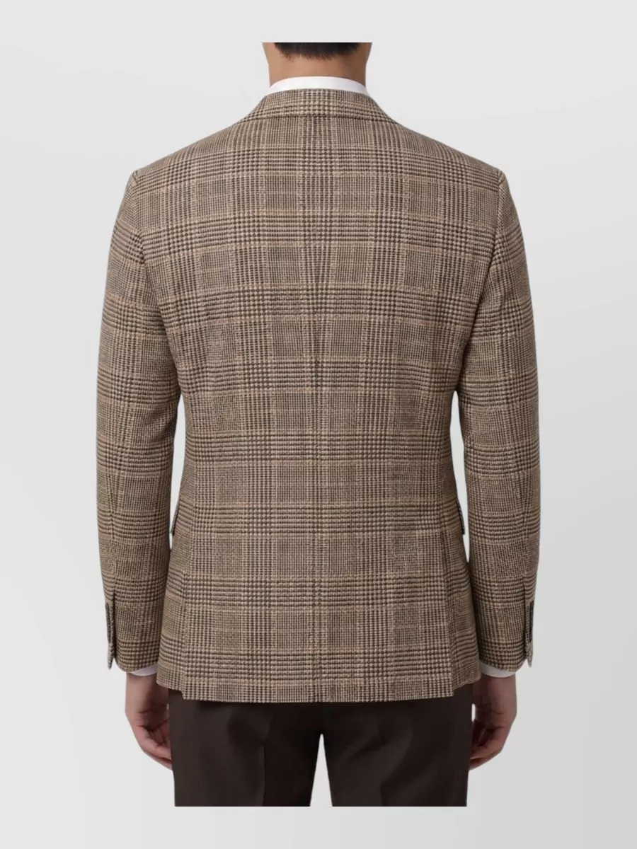 Lardini Cashmere Virgin Wool Checked Single-Breasted Suit Jacket