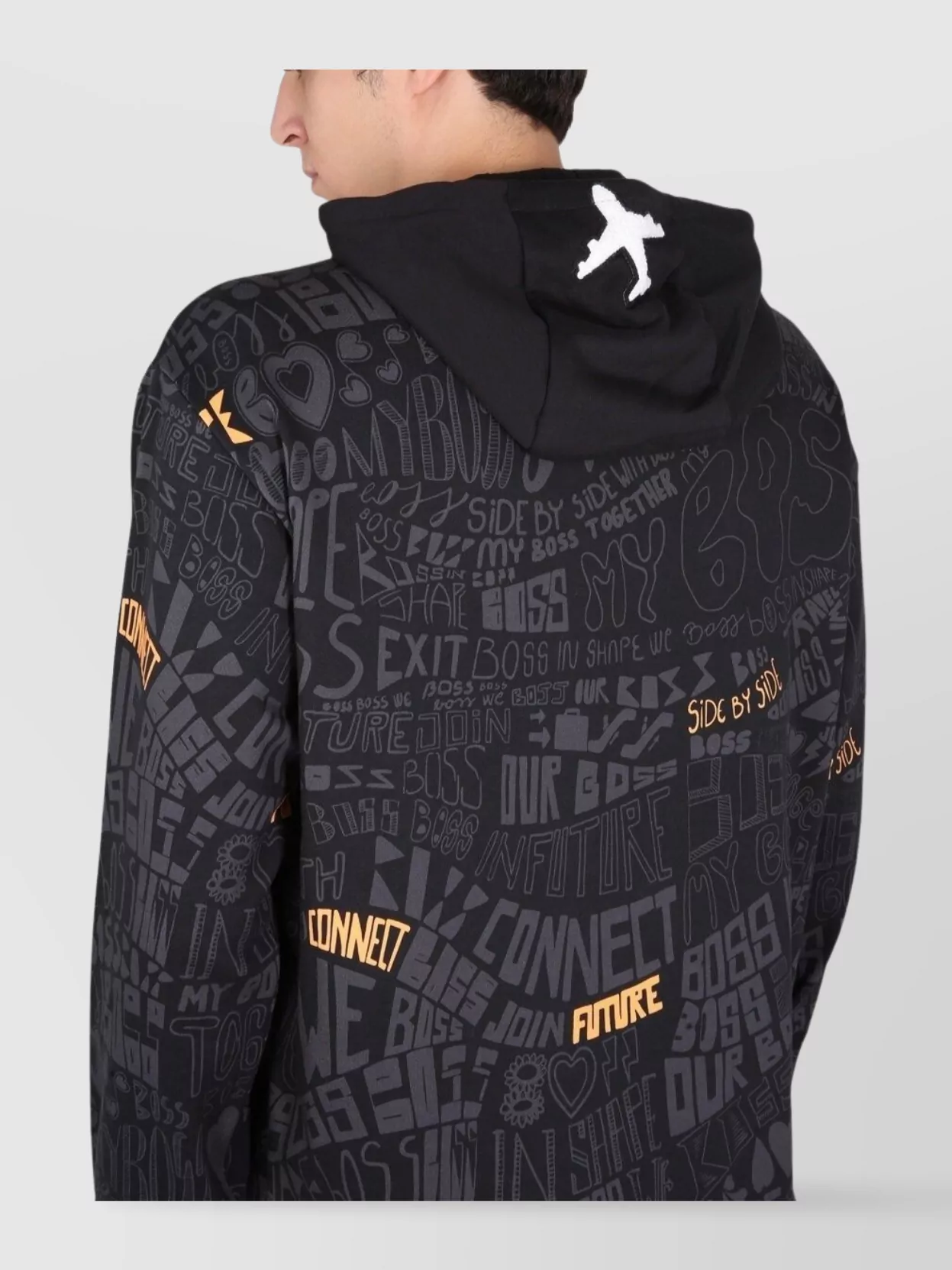 Boss Graphic Print Hooded Sweatshirt And Pocket