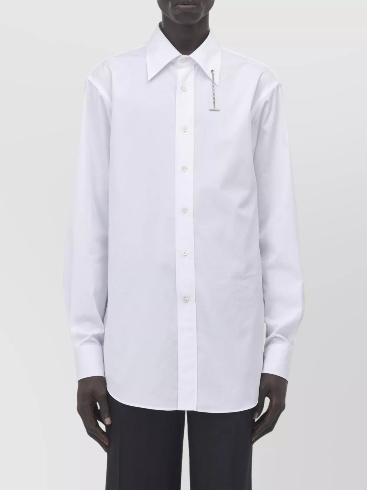 Alexander Mcqueen Organic Cotton T-Chain Shirt With Metal Pin