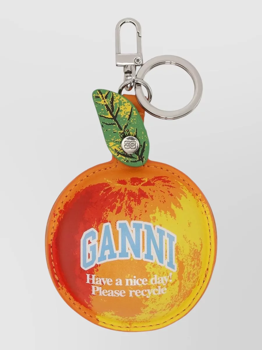 Ganni Recycled Leather Apple Keychain