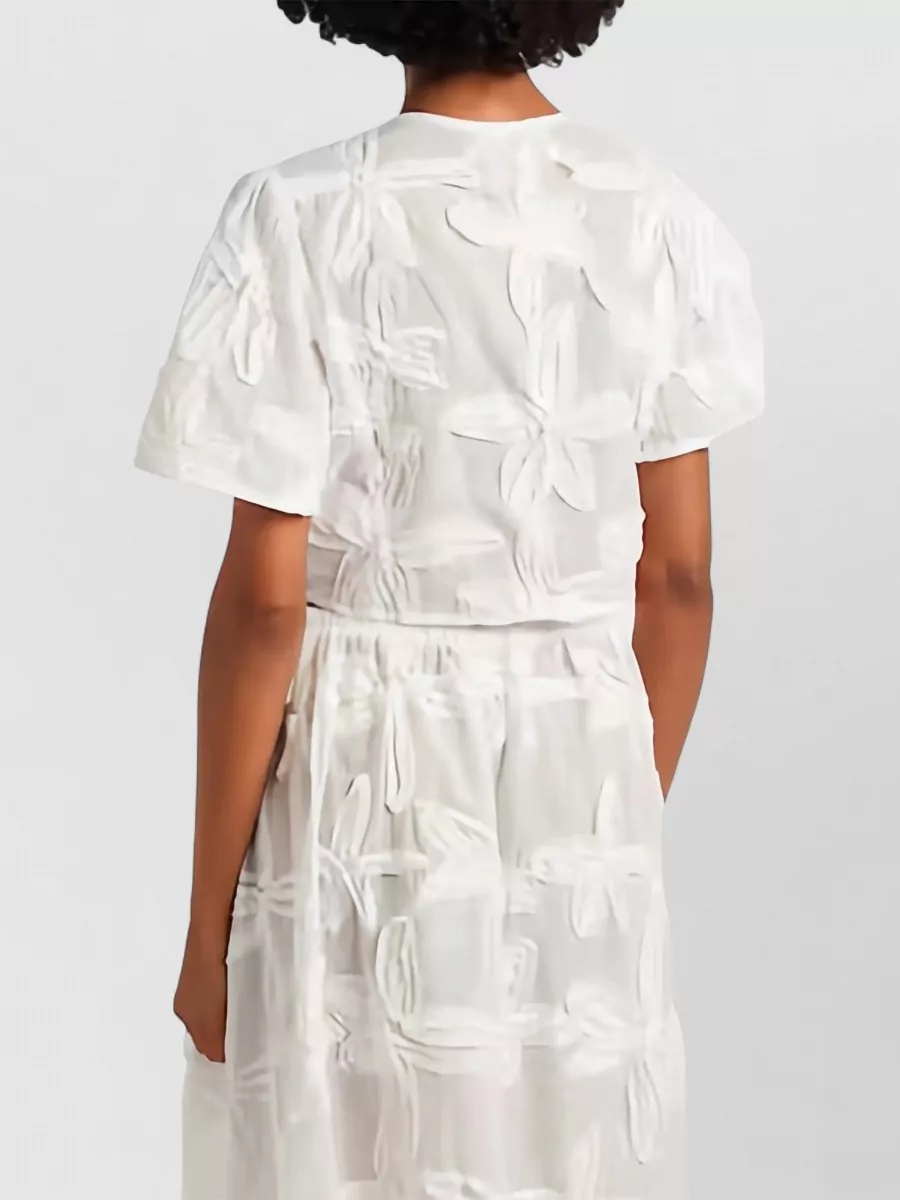Farm Rio Embroidered V-Neck Short-Sleeve Blouse