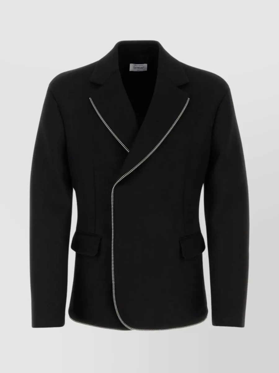Shop Off-white Wool Blazer With Back Slit In Black
