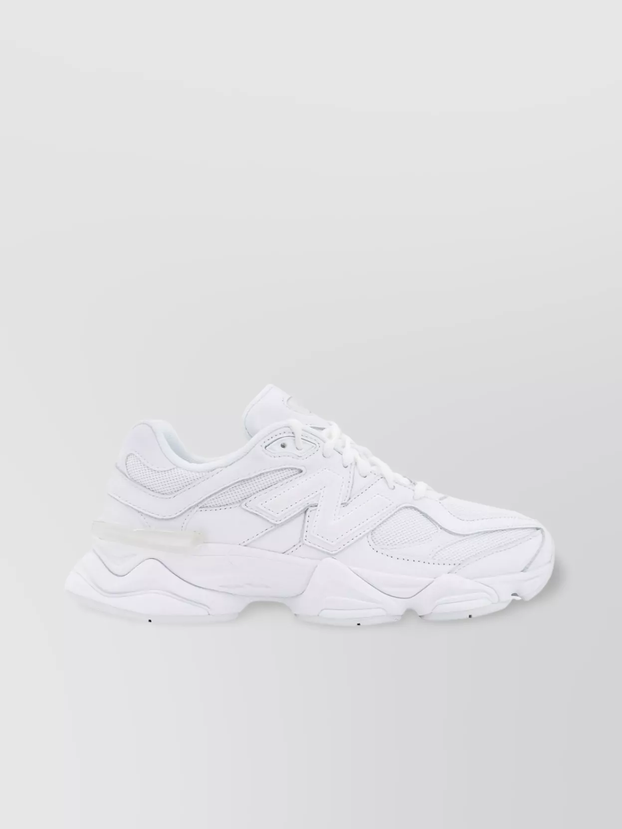 New Balance Chunky Sole Mesh Sneakers With Leather Inserts