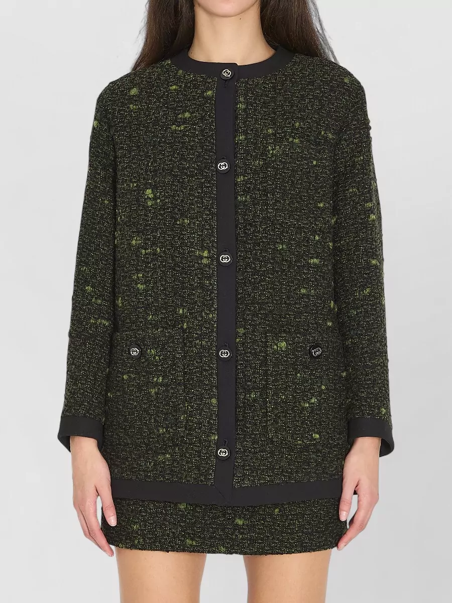 Gucci Longline Bouclé Wool Crew Neck Jacket