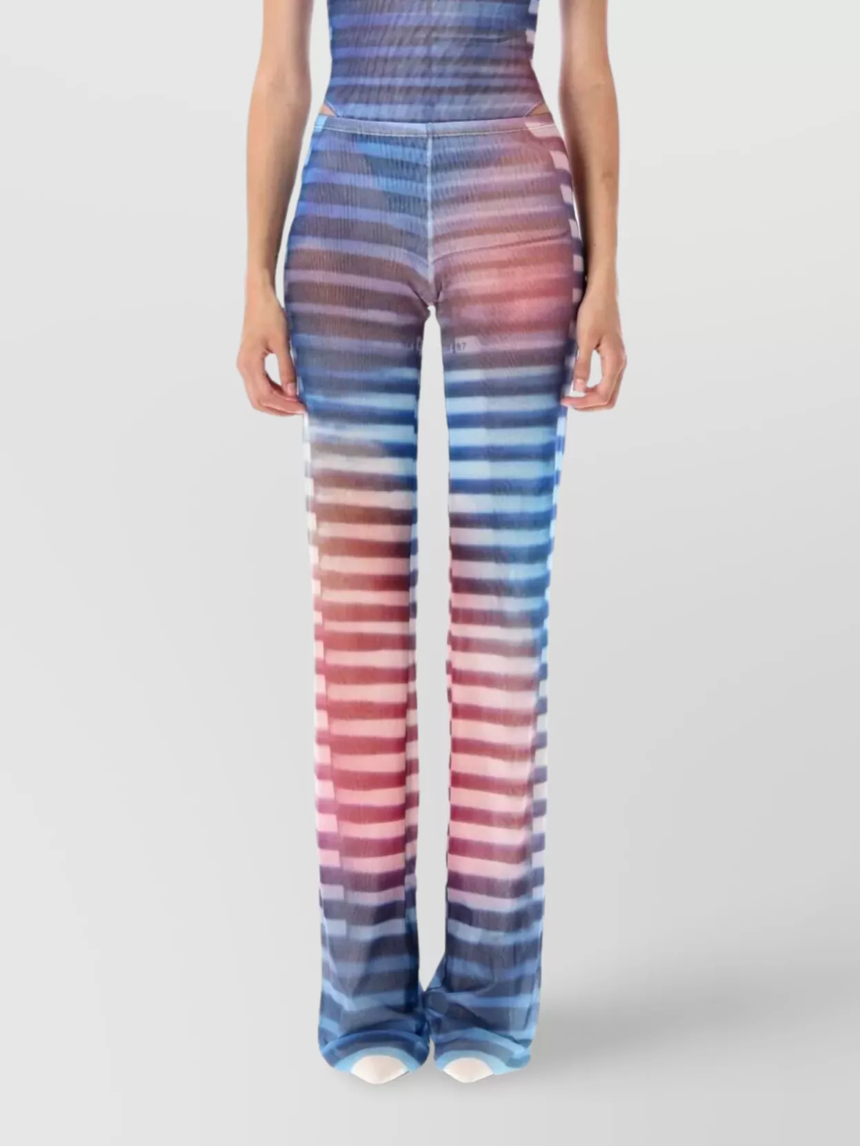 Jean Paul Gaultier Mesh Trouser Printed "air" In Multi