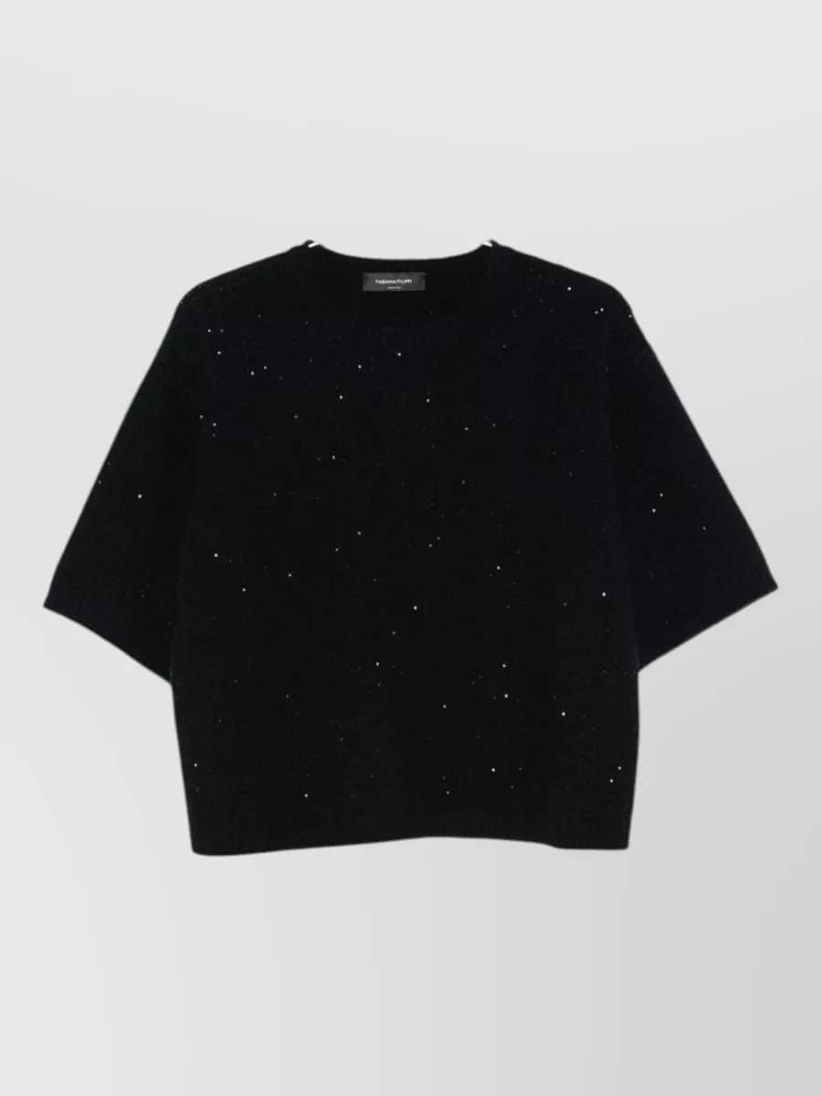 Fabiana Filippi Bouclé-knit sequin-embellished short-sleeve wool-blend sweater