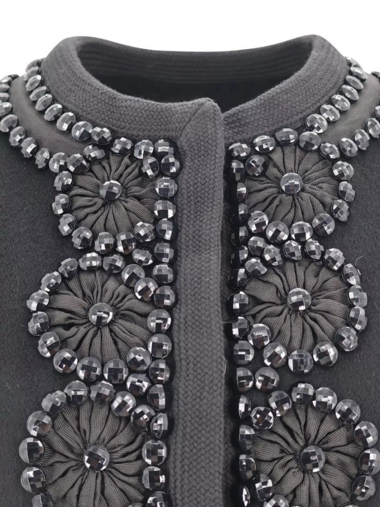 Parosh Cropped Wool Jacket Floral Embroidery Beading