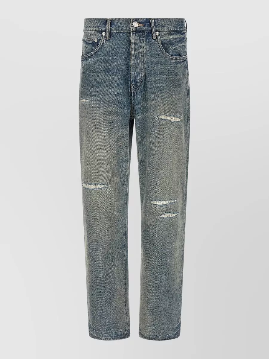 Purple denim slim-fit jeans