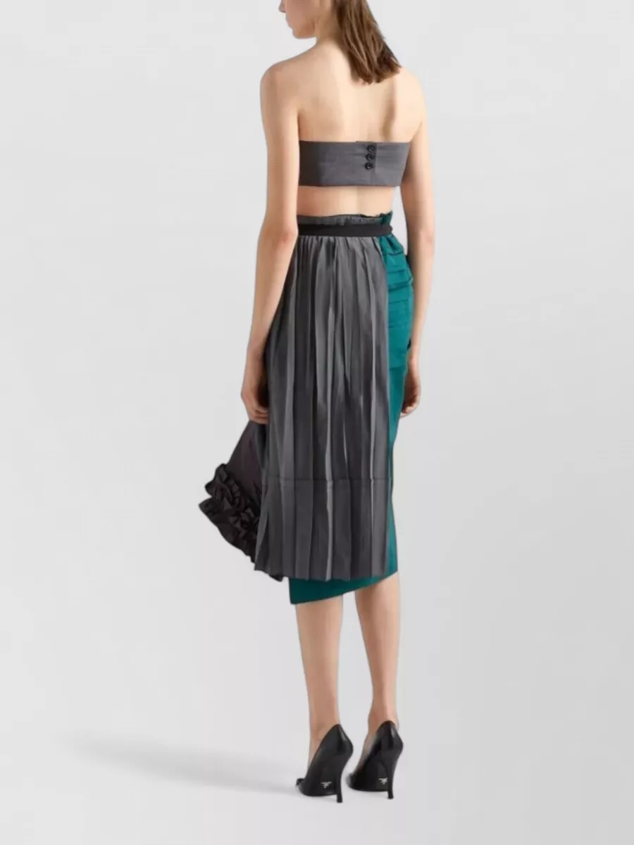 Prada Silk Asymmetric Paneled Midi Skirt