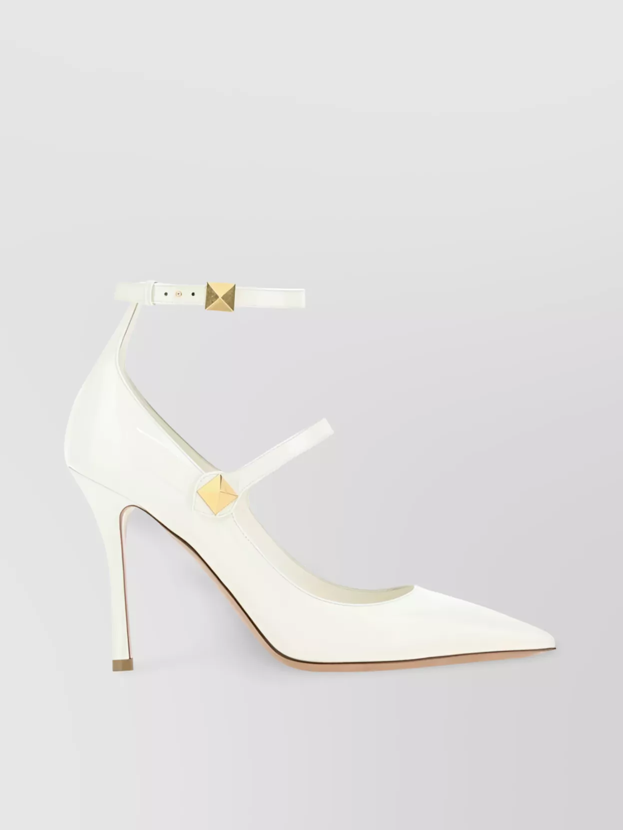 Shop Valentino Pointed Toe Stiletto Pumps With Ankle Strap In Beige