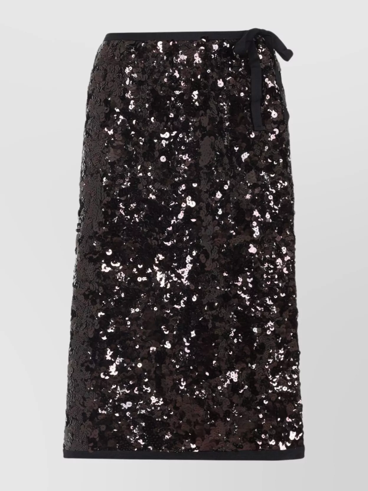 Prada Bow Sequin Embellished Midi Skirt In Black