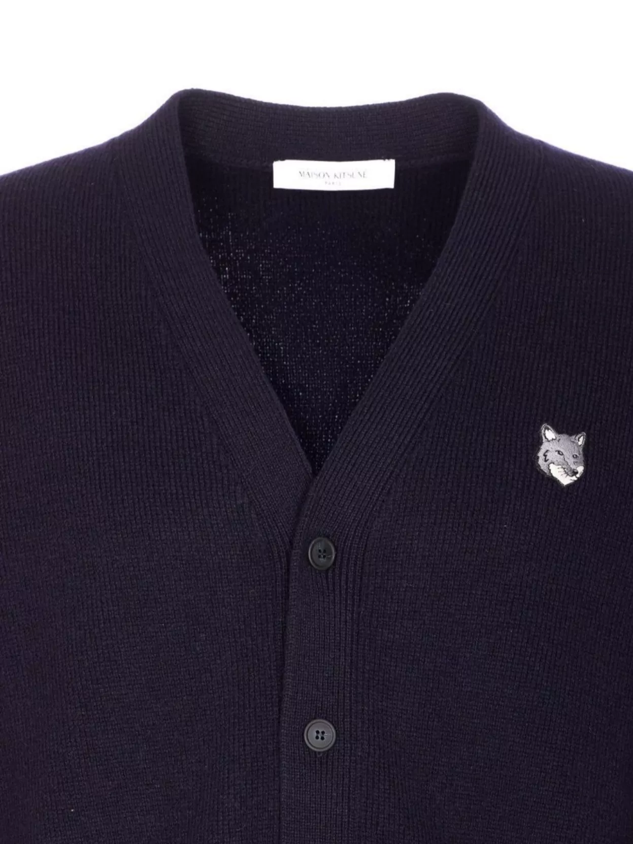 Maison Kitsuné V-Neck Sweater With Embroidered Logo And Pockets