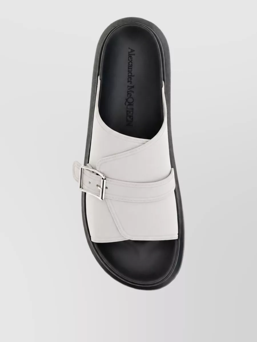 Alexander Mcqueen Leather Buckle Slide Sandals