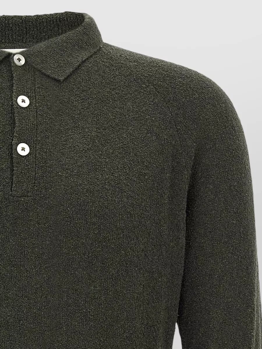 Ma'ry'ya Bouclé Cotton Long-Sleeve Polo Shirt