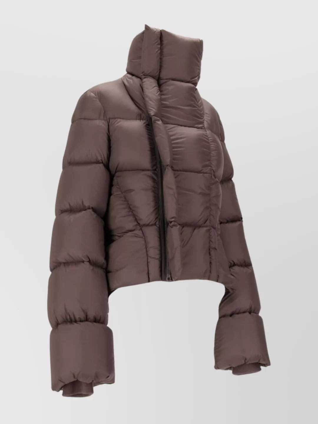 Rick Owens Cropped Padded Quilted Jacket With High Collar In Animal Print
