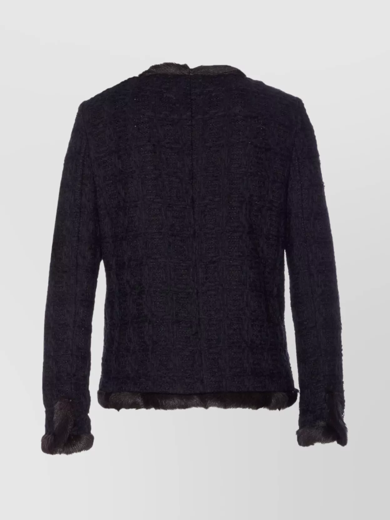 Dolce & Gabbana Textured Jacket With Faux Fur Trim In Black