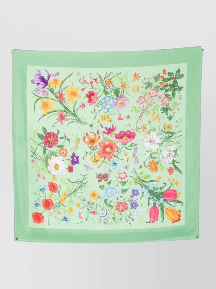 Gucci silk floral print square scarf