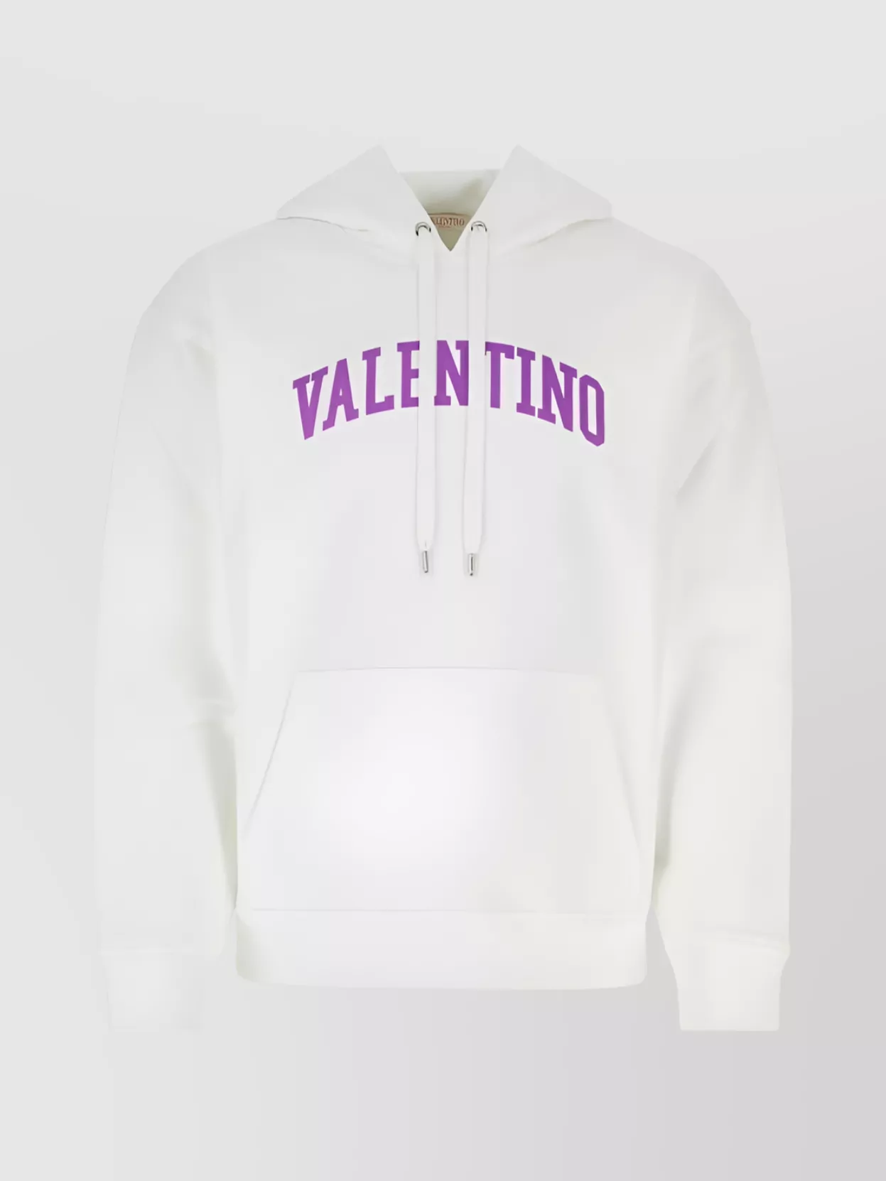 Shop Valentino Ribbed Hem Hooded Sweater In White