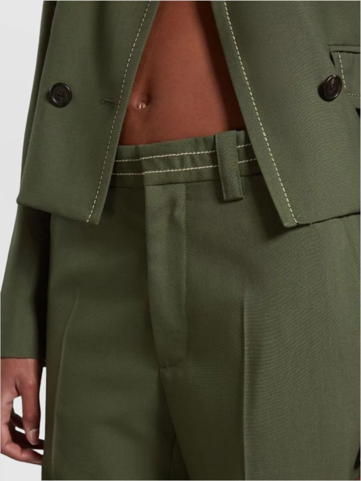 Marni Trousers With Belt Loops And Button Detailing In Green