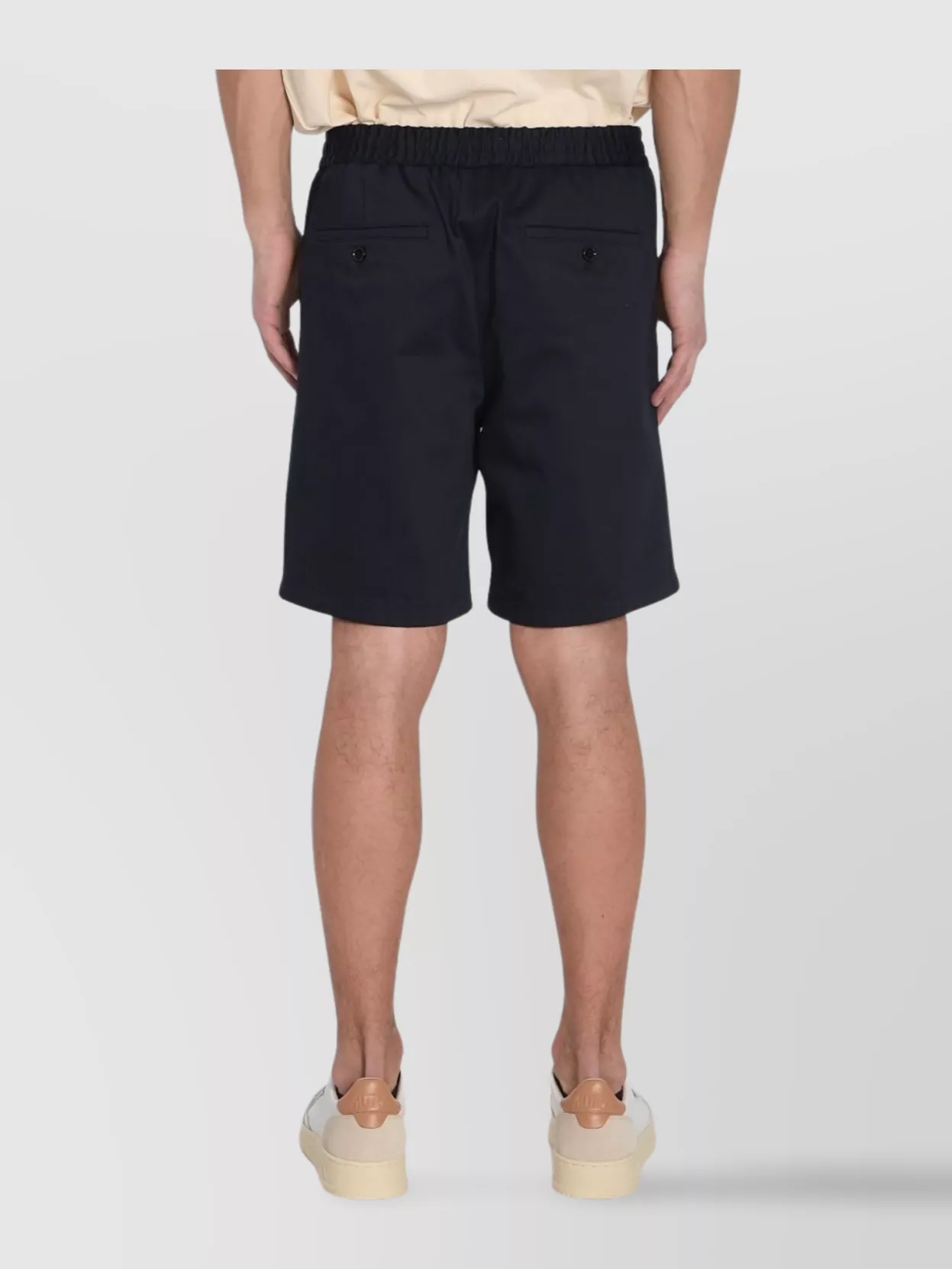 Ami Paris Bermuda Style Cotton Shorts Drawstring